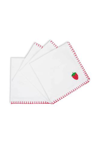 Coincasa σετ πετσέτες φαγητού με κέντημα φράουλες 42 x 42 cm - 007364334 Λευκό